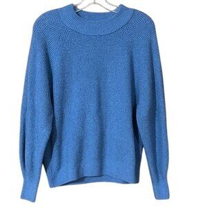 GAP Blue Shaker Knit Sweater Raglan Sleeve Size Large